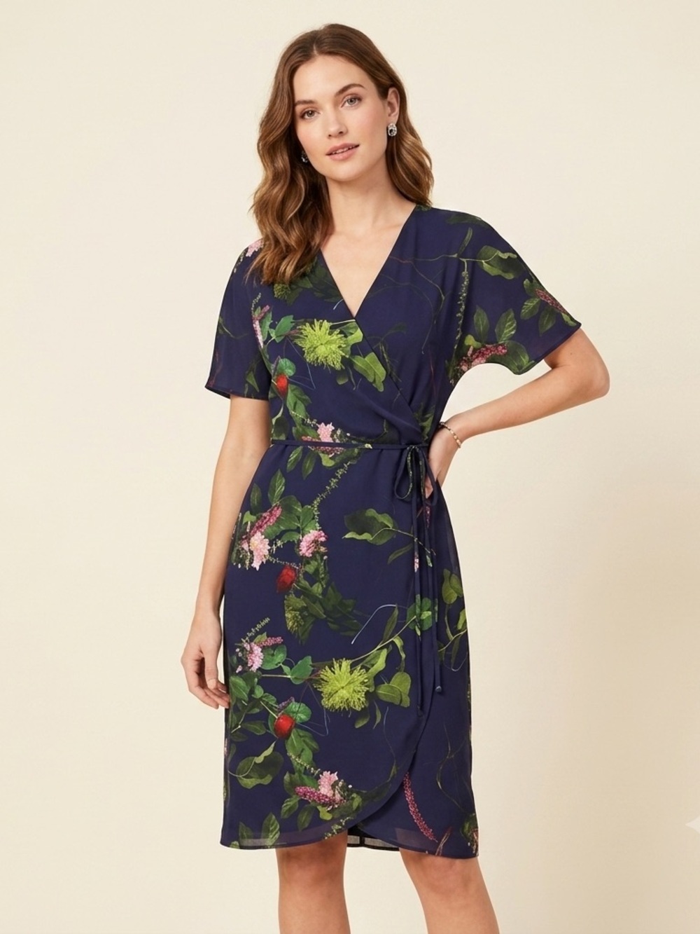 Aritzia Babaton NWOT Wallace Wrap Floral Dress Sz-XS Botanical Whimsical